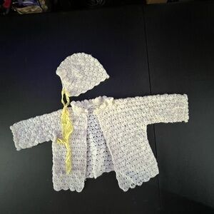 Handmade Crochet Baby Sweater and Hat Set